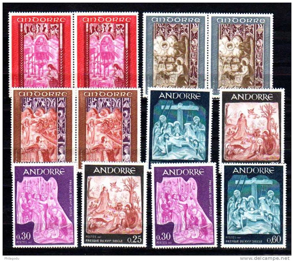 Andorre 1967- 69, Fresques Et Retables,  2 X Les 184 / 87-198 / 200 Neuf Sans Charnièr - Cuadros