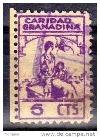 Sello Benefico Caridad Granadina.  GRANADA 5 Cts, Guerra Civil - Vignettes De La Guerre Civile