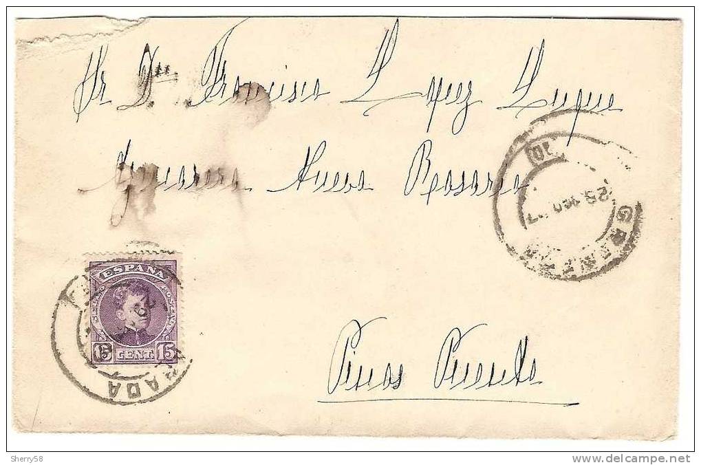 1901-ED246-15cts. Sobre CARTA A Granada - Storia Postale