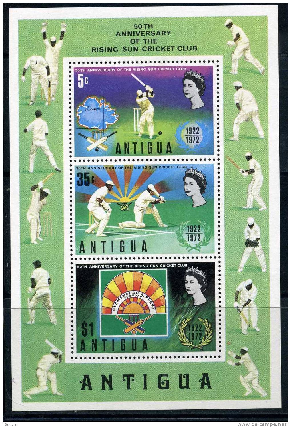 ANTIGUA 1972 Cricket "Rising Sun"  Miniature Sheet Yvert Cat. N° 5  Absolutely Perfect MNH ** - Cricket