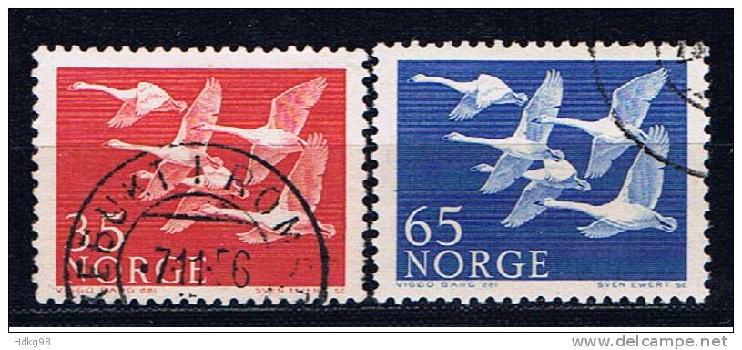 N Norwegen 1956 Mi 406-07 Wildgänse - Oblitérés