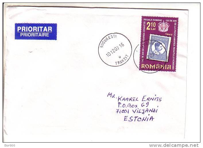 GOOD ROMANIA Postal Cover To ESTONIA 2007 - Good Stamped: Stamp On Stamp - Brieven En Documenten