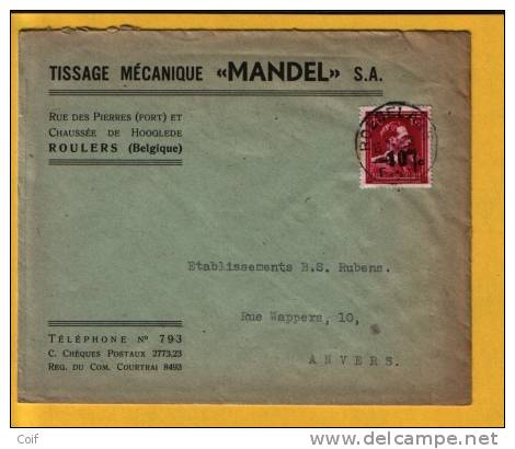 724N (-10% Locale Opdruk) Op Brief  Met Stempel ROESELARE (VK) - 1946 -10%