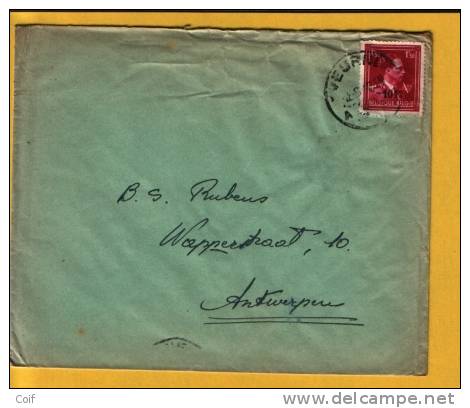 724N (-10% Locale Opdruk) Op Brief  Met Stempel VEURNE (VK) - 1946 -10%