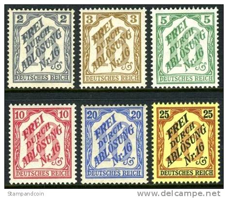 Germany OL16-21 Mint Never Hinged Local Official Set (Baden) From 1905 - Officials