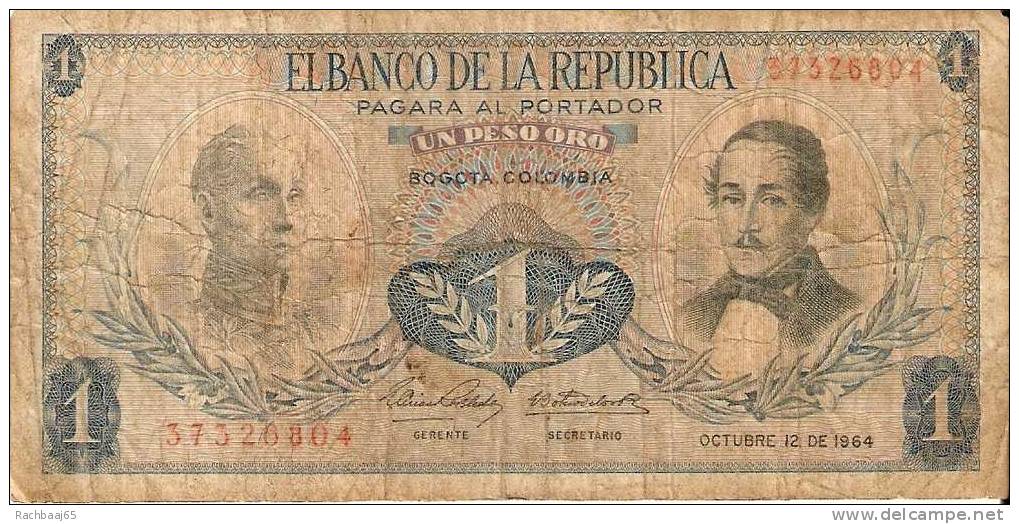 COLOMBIE 1 PESOS ORO 1964 Voire Scane - Colombia