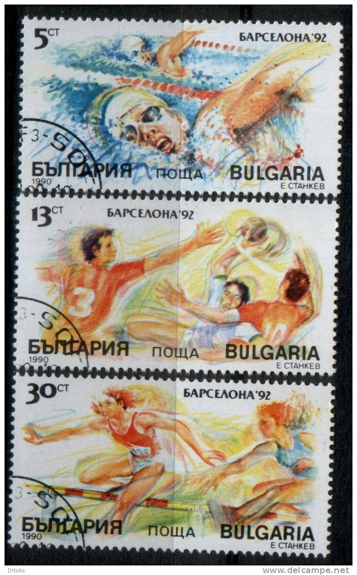 BULGARIA / BARCELONA 92 / SWIMMING;HANDBALL&HURDING / 3 VFU STAMPS / 2 SCANS . - Summer 1992: Barcelona