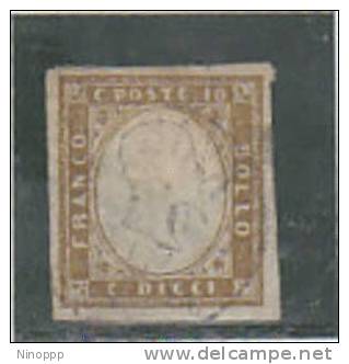 Italian States, Sardinia-1862 10c Used And Signed - Sardinia