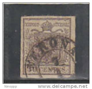 Italian States,Lombardy Venetia-1850 30c Brown Cat N7  Used Signed - Lombardo-Vénétie