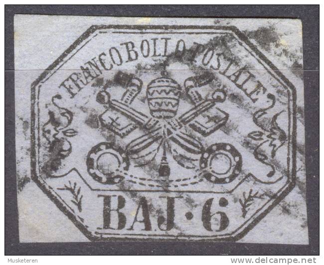 Italy Papal State Kirchenstaat 1852 Mi. 7c  6 Baj Päpstliches Wappen Papal Coat Of Arms €150,- - Papal States