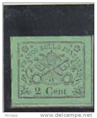 Italian States,Roman States-1867 2c Green Mint Signed - Kirchenstaaten