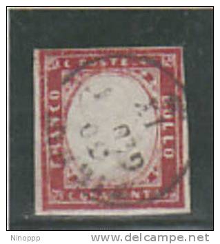 Italian States,Sardinia-1862 40c Red Cat N 34a Used And Signed - Sardinia