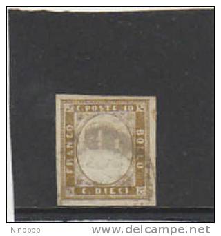 Italian States,Sardinia-1863 10c Used And Signed - Sardaigne