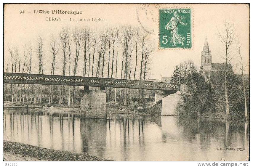 32 L´OISE PITTORESQUE CERGY LE PONT ET L´EGLISE - Cergy Pontoise