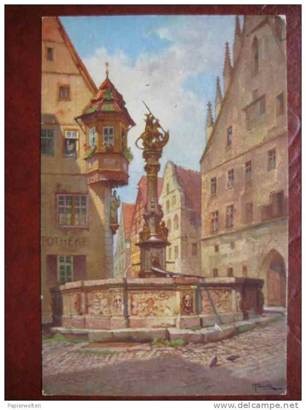 Rothenburg - Künstlerkarte Georgsbrunnen - Rothenburg O. D. Tauber