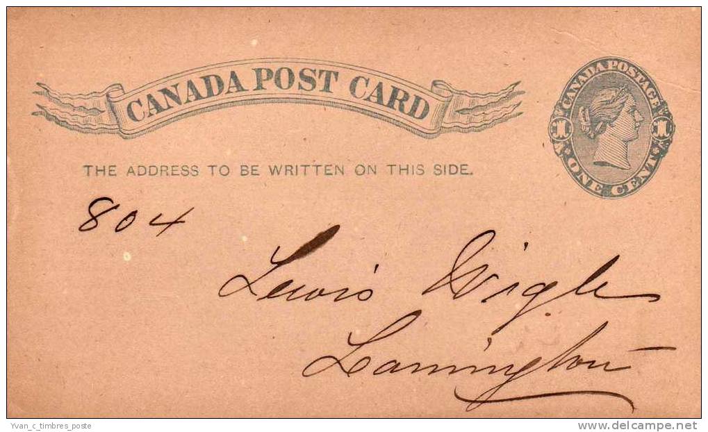 CANADA ENTIER POSTAL THE CANADIAN MUTUAL TORONTO - 1860-1899 Reinado De Victoria