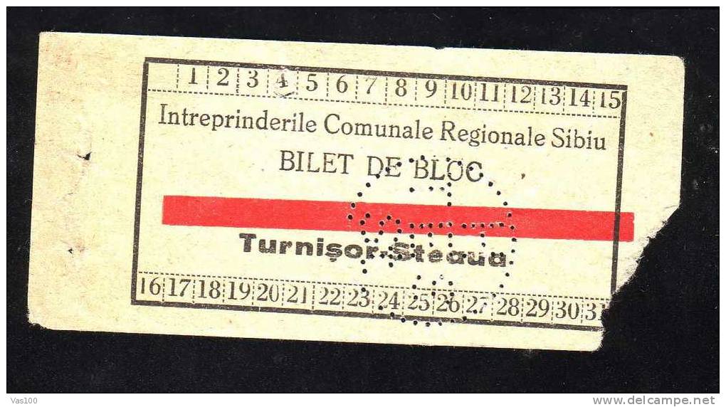 Romania 1952 Ticket Of Transport Bus SIBIU Perfins,very Rar  RRR !! - Perforadas