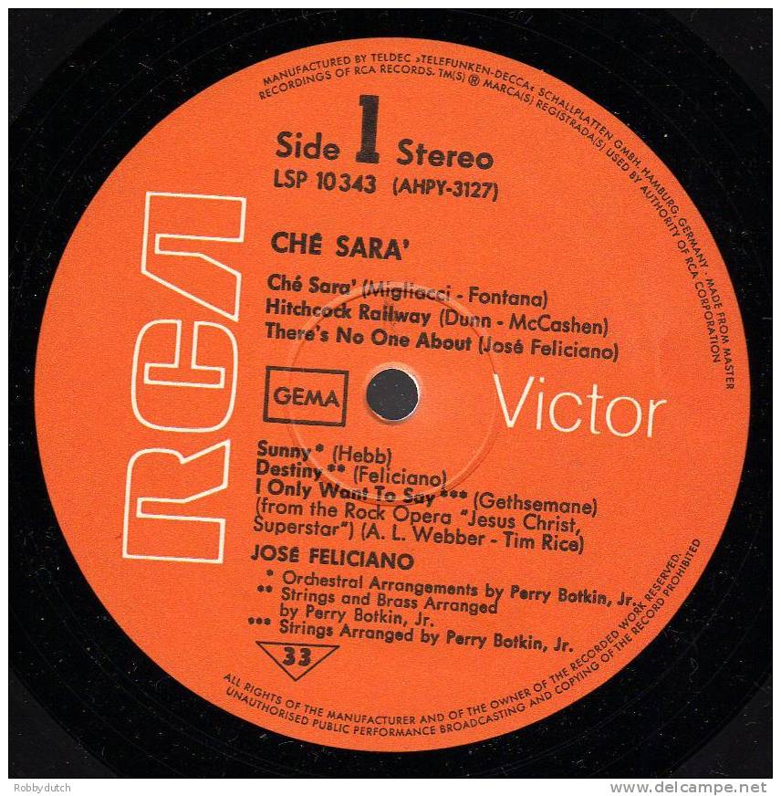 * LP *  JOSÉ FELICIANO - CHÉ SARA (Germany 1971 Ex-!!!) - Soul - R&B