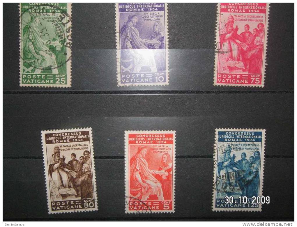 Vatican 1935- Int. Juridic Congress, Used 6 Stamps -Rare-SKRILL PAY ONLY - Used Stamps