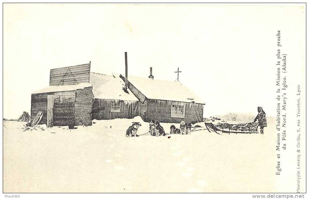 RARE CARTE POSTALE    ALASKA MISSION DE MARY'S  IGLOO   1920   EGLISE ET MAISON D HABITATION DE LA MISSION - Otros & Sin Clasificación