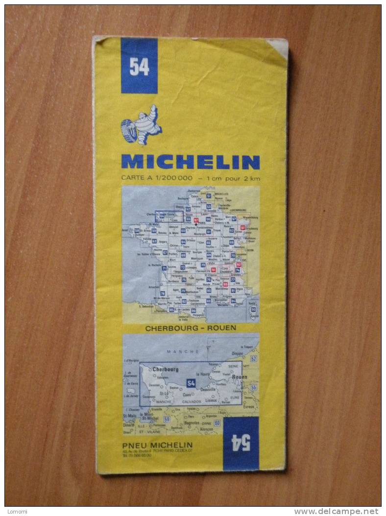 *Carte Routière Michelin N° 54 -  Cherbourg - Rouen - 1972  Bon état - Cartes Routières