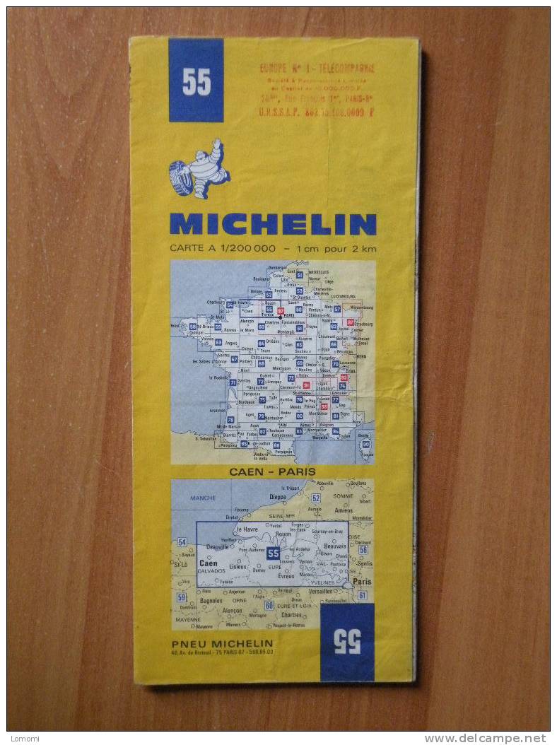 *Carte Routière Michelin N° 55 -  Caen - Paris - 1972  Trés Bon état - Cartes Routières