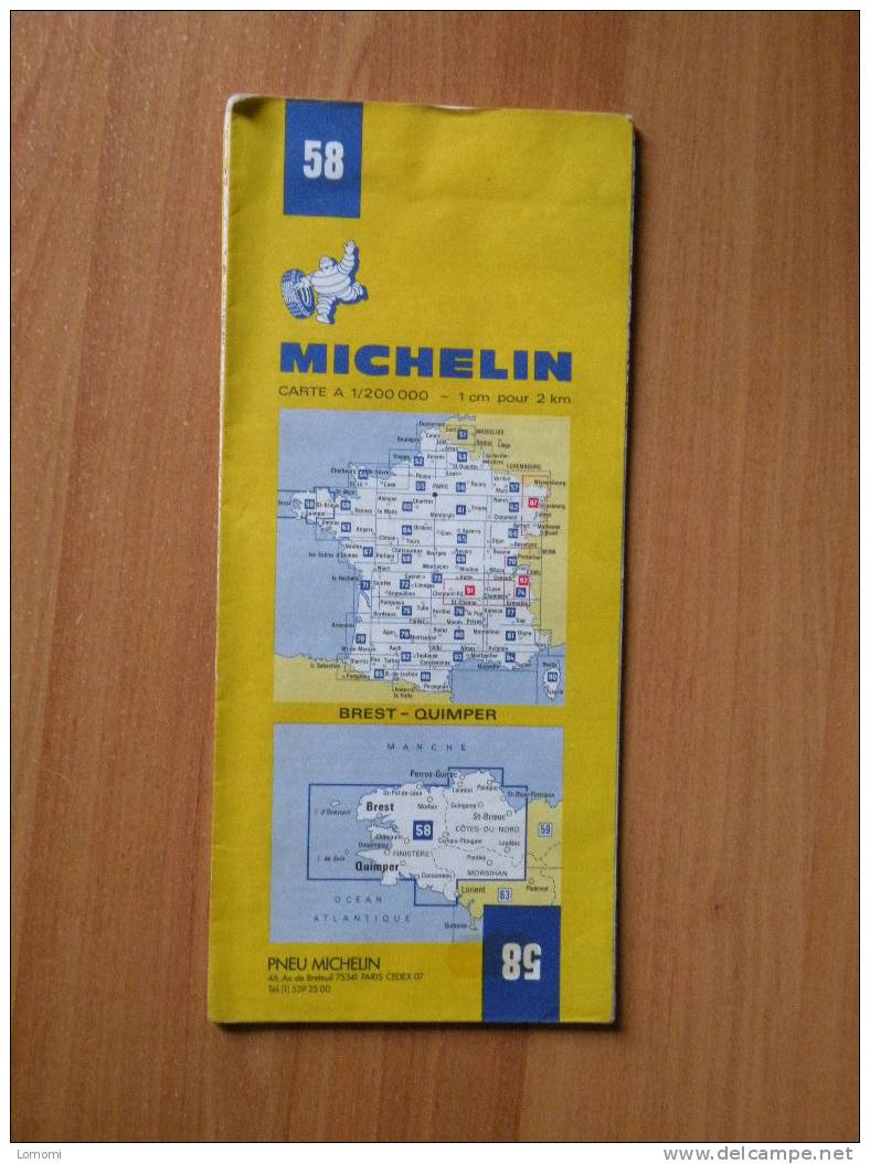 *Carte Routière Michelin N° 58 -  Brest - Quimper  - 1983  Trés Bon état - Cartes Routières