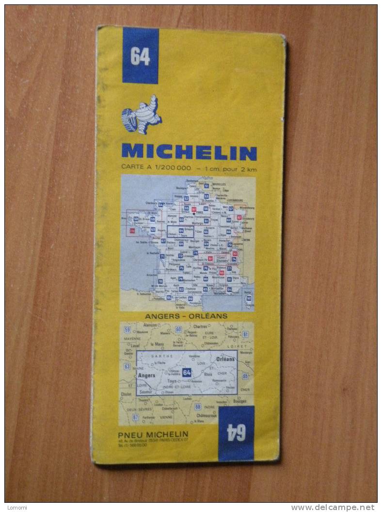 *Carte Routière Michelin N° 64 -  Angers - Orléans - 1974   Bon état - Autres & Non Classés