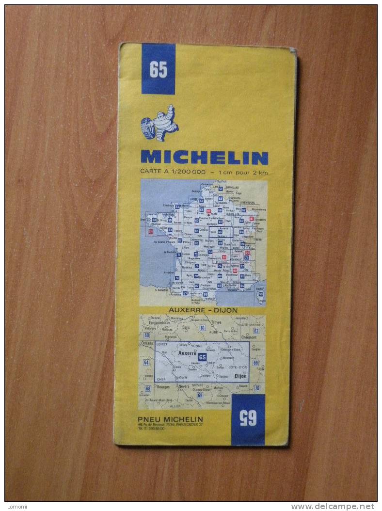 *Carte Routière Michelin N° 65 -  Auxerre - Dijon - 1974   Bon état - Cartes Routières