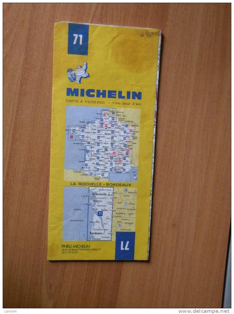 *Carte Routière Michelin N° 71 - La Rochelle - Bordeaux - 1980  Bon état - Cartes Routières