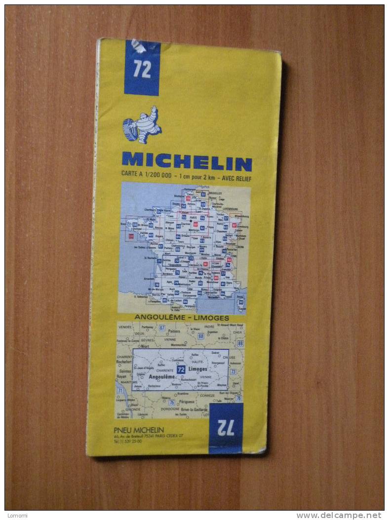 *Carte Routière Michelin N° 72 - Angoulême - Limoges - 1978   Bon état - Cartes Routières