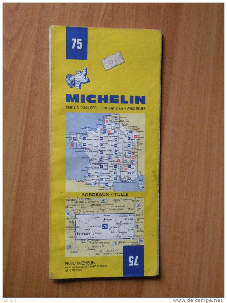 *Carte Routière Michelin N° 75 - Borbeaux - Tulle - 1981  Trés Bon état - Cartes Routières