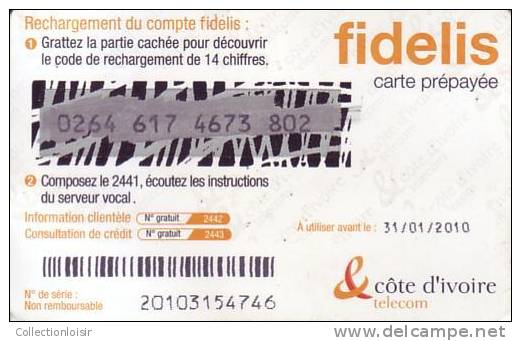 CARTE  TELEPHONIQUE  FIDELIS  2.500  FRANCS  COTE  D ´ IVOIRE  TELECOM - Côte D'Ivoire