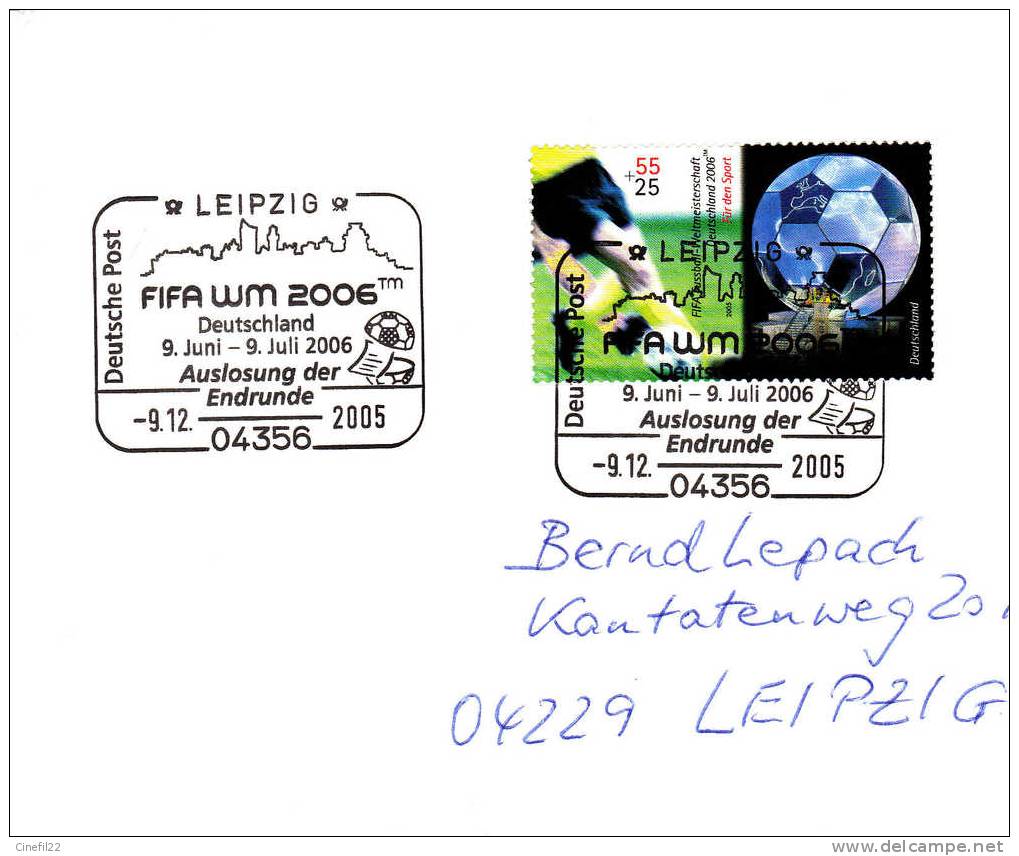 Allemagne, Coupe Du Monde De Football 2006, Olitération Spéciale Sur Lettre - 2006 – Duitsland