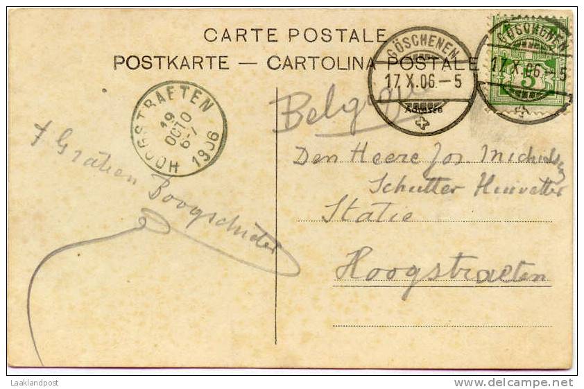 Austria PPC Wilhelm Tell, Goschenen 17-10-1906, Receiver Hoogstraten Belgium 9-10-1906 - Brieven En Documenten