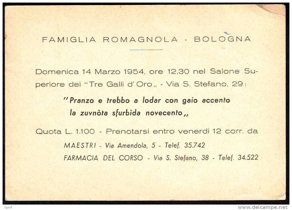 Pranzo Ai Tre Galli D´Oro, Famiglia Romagnola, Bologna, 1954 - Réceptions