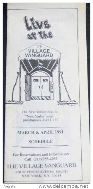 Dépliant Village Vanguard - New York, Programme Mars & Avril 1991 - Andere & Zonder Classificatie