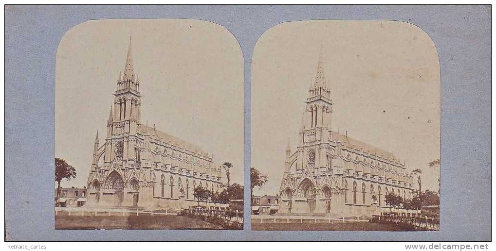 Carte Stéréo Sur Carton Rigide De 17.5 X 8.8 Cm - ROUEN - Eglise Saint-Ouen  - Beau Plan - Stereoscope Cards