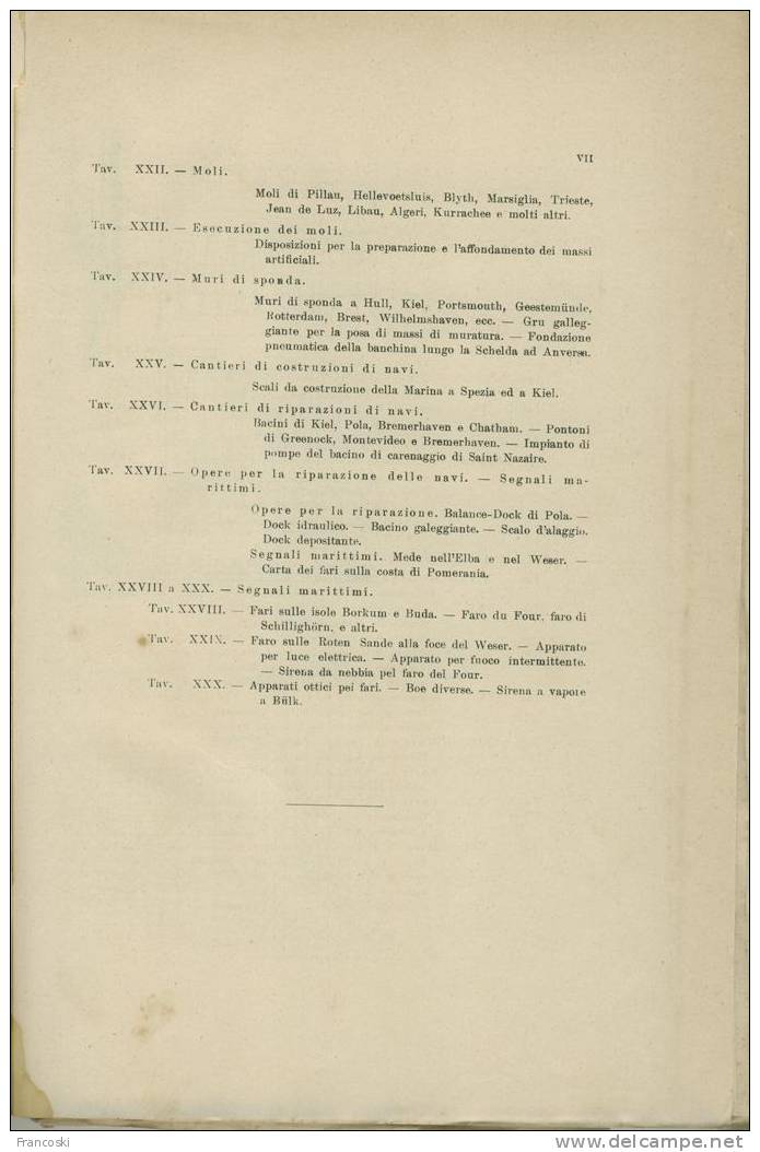 L.FRANZIUS:COSTRUZIONI MARITTIME-MARE,NAVE,PORTO,MOLO,FARO-277 INCISIONI-ATLANTE 30 TAVOLE LITOGRAFICHE-1897-