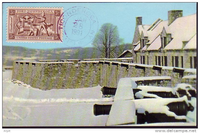 CARTE-MAXIMUM ETATS-UNIS N° Yvert 607 - N° US 1021 (Fort Ticonderoga)  Obl  28.1.91 - Maximum Cards