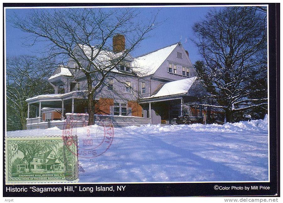 CARTE-MAXIMUM ETATS-UNIS N° Yvert 574 (US 1023) (Sagamore Hill)  Obl  3.5.90 - Maximum Cards