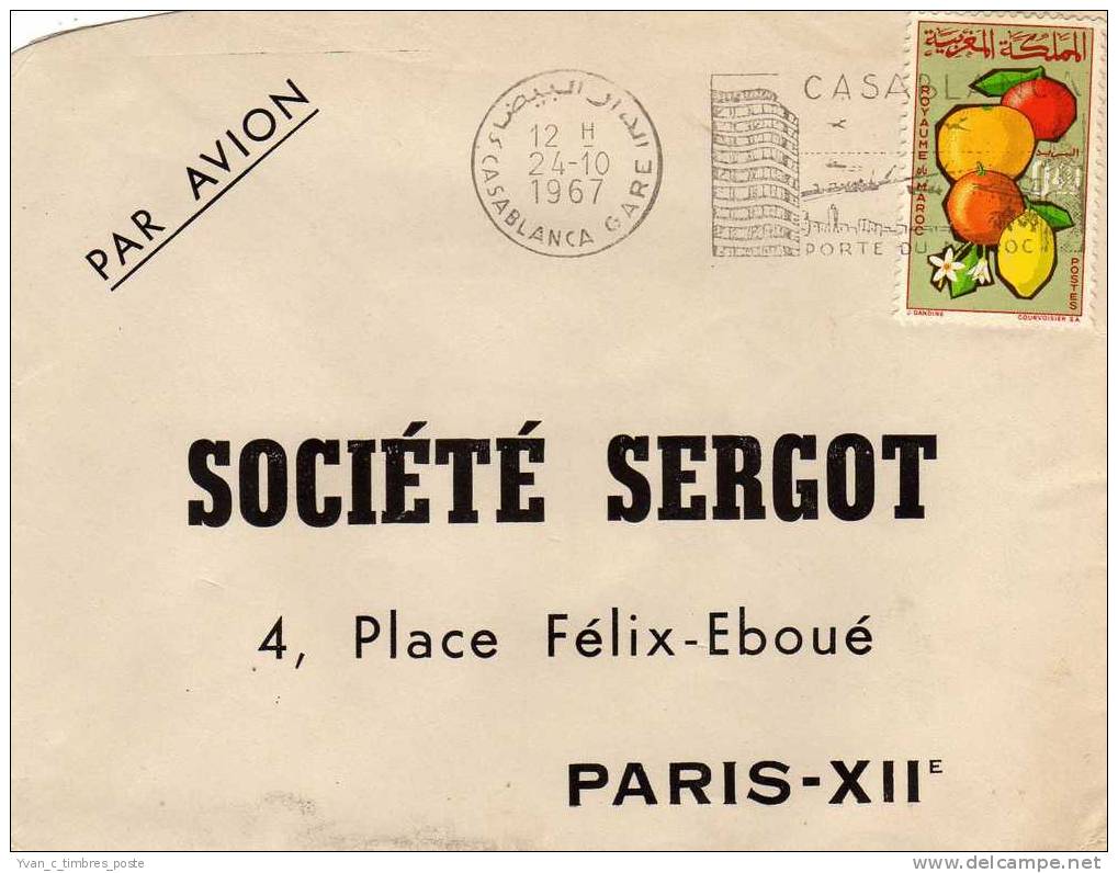 MAROC LETTRE Timbres Agrumes Citron Orange Pamplemousse Mandarine - Marokko (1956-...)