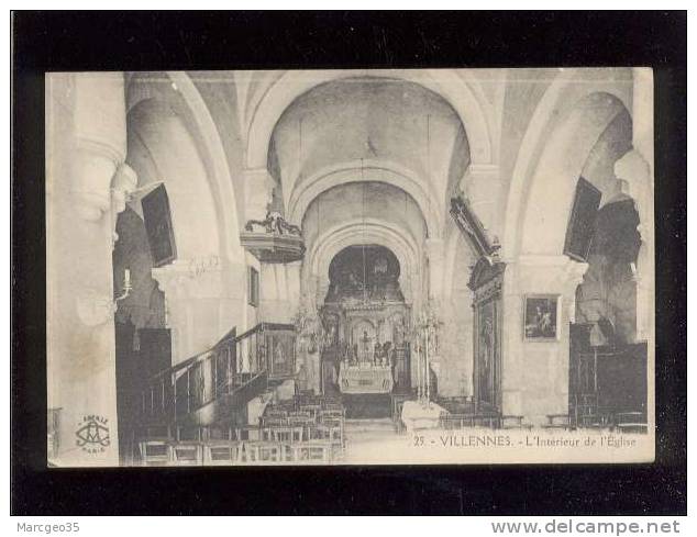 Villennes L'intérieur De L'église édit.abeille  Belle Carte - Villennes-sur-Seine