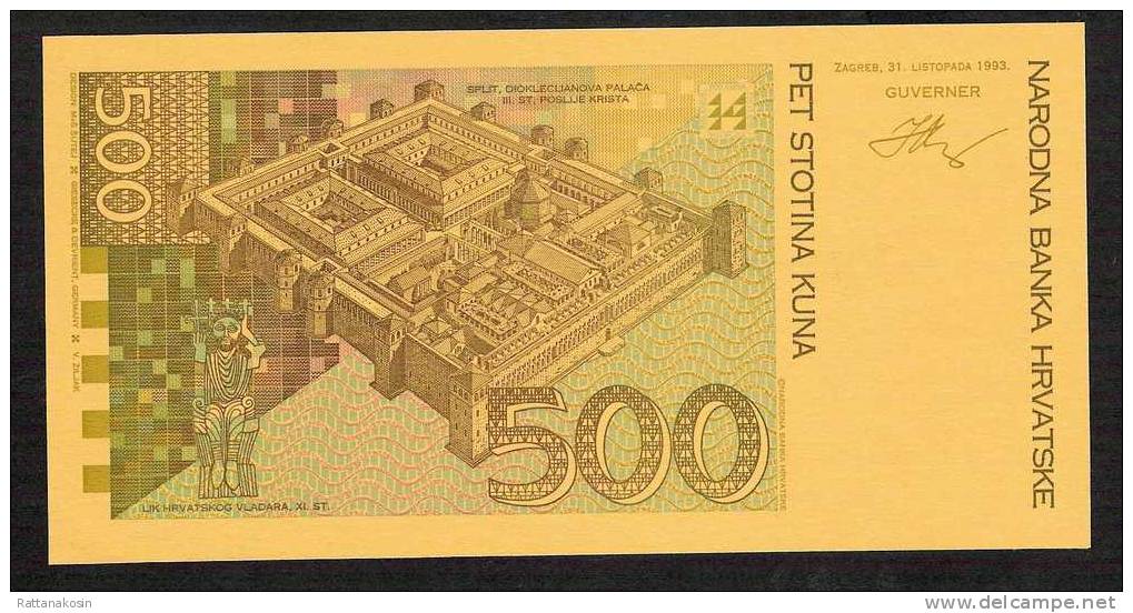 CROATIE P34  500 KUNA  1993  *  ESSAI  VERSO  *  UNC. - Kroatien