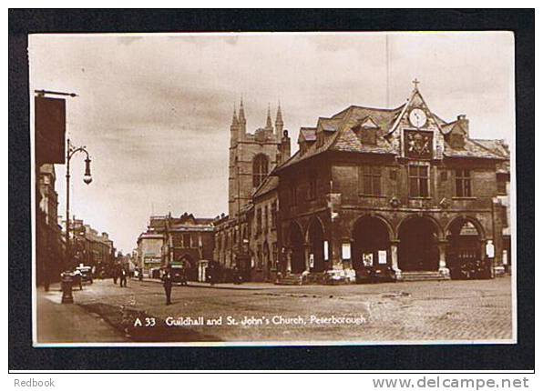 1927 Real Photo Postcard Guildhall & St John's Church Peterborough Cambridgeshire - Ref 495 - Huntingdonshire