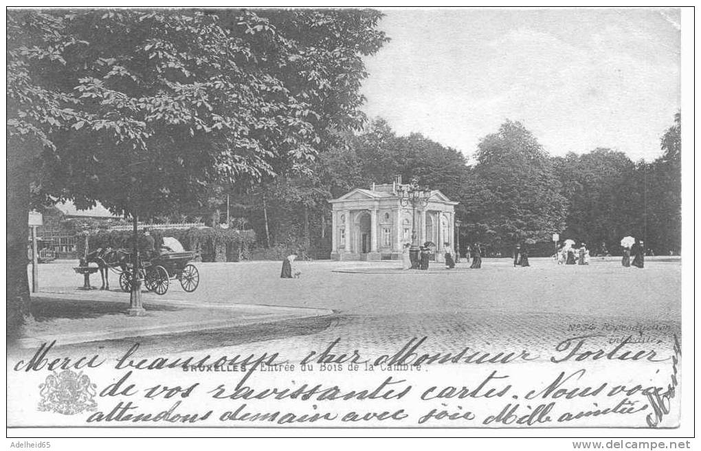 A Saisir: Bruxelles Entrée Du Bois De La Cambre, Attelage,  1904, Ed. Grands Bazar Anspaxch à Asnières - Parks, Gärten