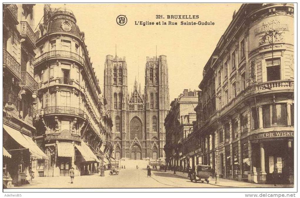 A Saisir: Bruxelles Eglise Et Rue Sainte-Gudule Cliché Walschaerts - Avenues, Boulevards