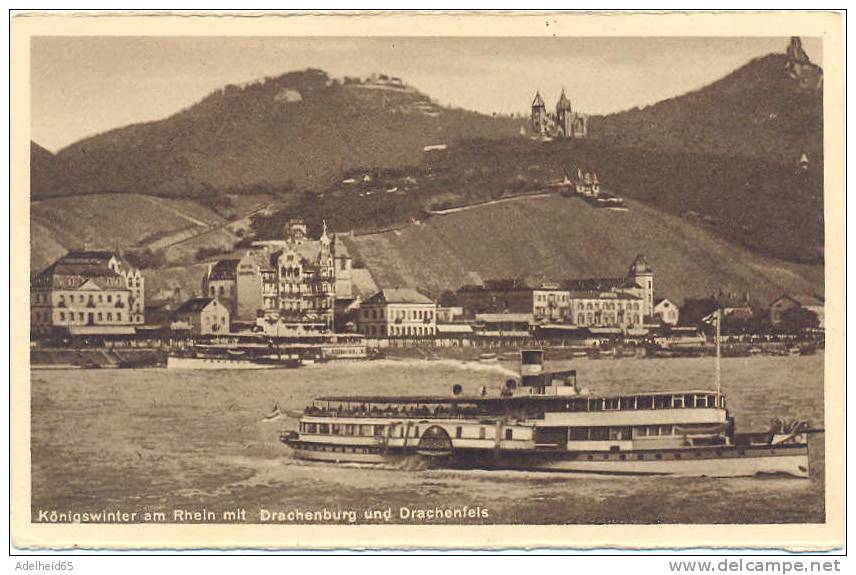 Königswinter Am Rhein Mit Drachenburg Und Drachenfels Un Dampfer Cekade Kupfertiefdruck N° 1419 - Koenigswinter