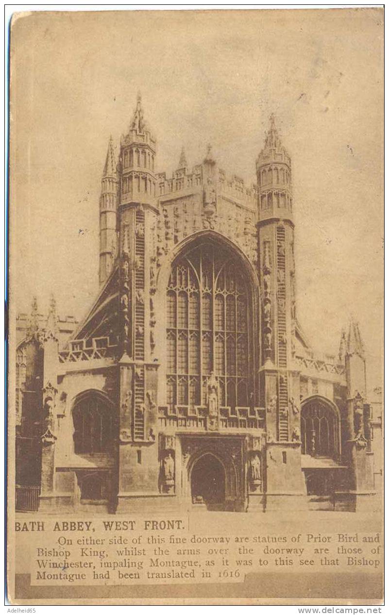 Bath Abbey West Front C 1910 To Cincinnati OH, New York Postage Due - Bath