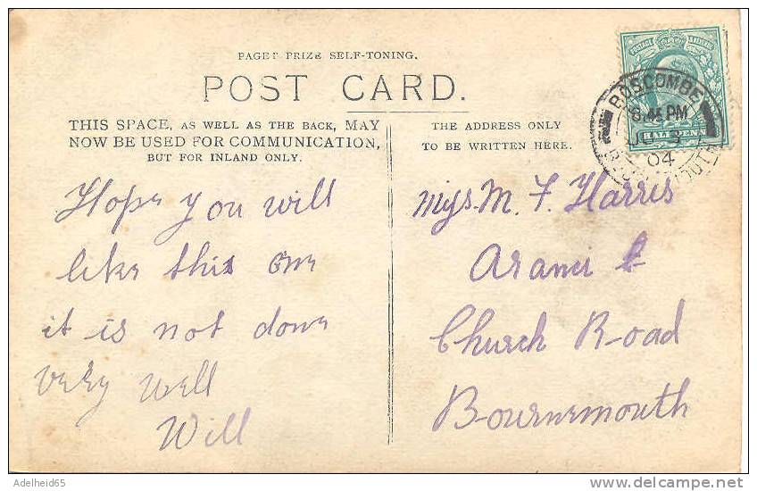 Real Photo On Art Deco Card 1904 Boscombe Cancellation - Andere & Zonder Classificatie